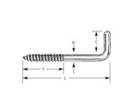 Square Bend Screw Hooks - Zinc Chromate Finish