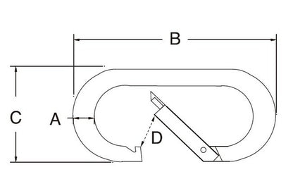 Stainless Steel Oval Snap Hook - SS T316, 1/4" - Image 2