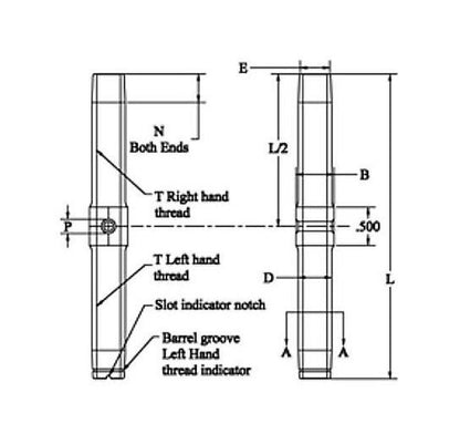 MS21251 Aluminum Turnbuckle Body - MBS 4,600 lbs, Wire Rope Dia 3/16 - Image 2