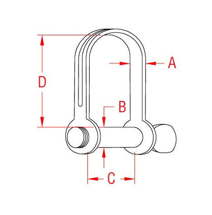 304 Stainless Steel Stamped D Shackle 1/4 inch with Screw Pin - Image 2