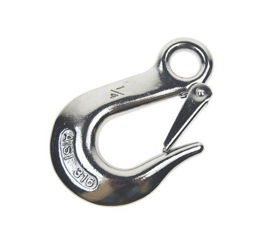 Stainless Steel Eye Slip Hook with Safety Latch - T316 Grade - Image 1