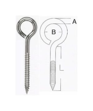 Stainless Steel Lag Eye Bolt T316 - 1/2" x 4" - Image 1