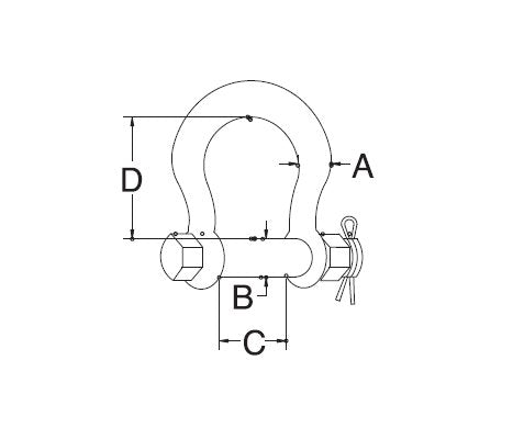 3/4 in T-316 Stainless Steel Load Rated Bolt Pin Anchor Shackle - Image 2