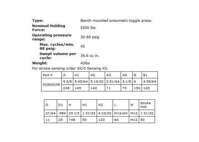 5500 lb Bench-Mounted Pneumatic Toggle Press - Image 2