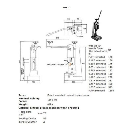 Industrial Bench Mounted Toggle Press - Image 1