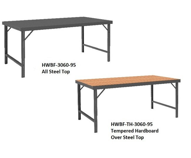 72" Ergonomic Workbench with Tempered Hardboard Over Steel Top - Image 1