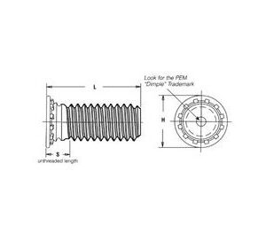 Stainless Steel Self-Clinching Blind Stud #4-40 - 0.875" Length