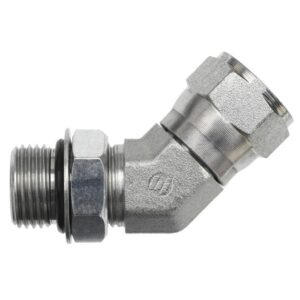 Hydraulic 45° Elbow Tube Fitting - Adjustable O-Ring Boss x JIC Swivel